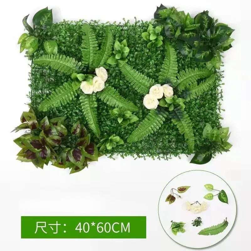 plantes artificielles murales herbe feuilles fleurs vertes decoration exterieur naturelle accrochable 40x60cm