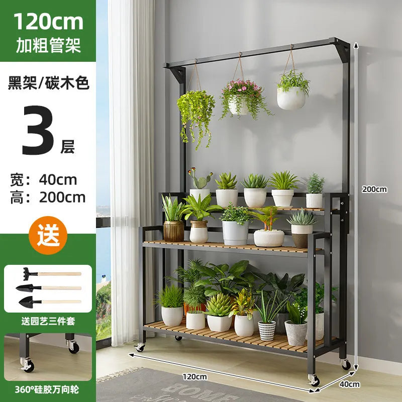 étagère plantes bois métal roulettes meuble jardin intérieur blanc moderne