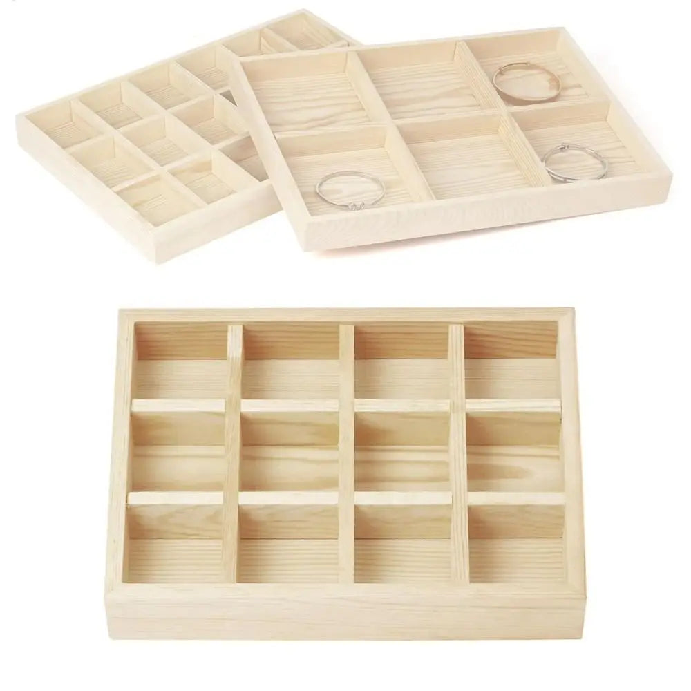 plateau présentation bijoux bois clair minimaliste compartiments rangement respectueux environnement