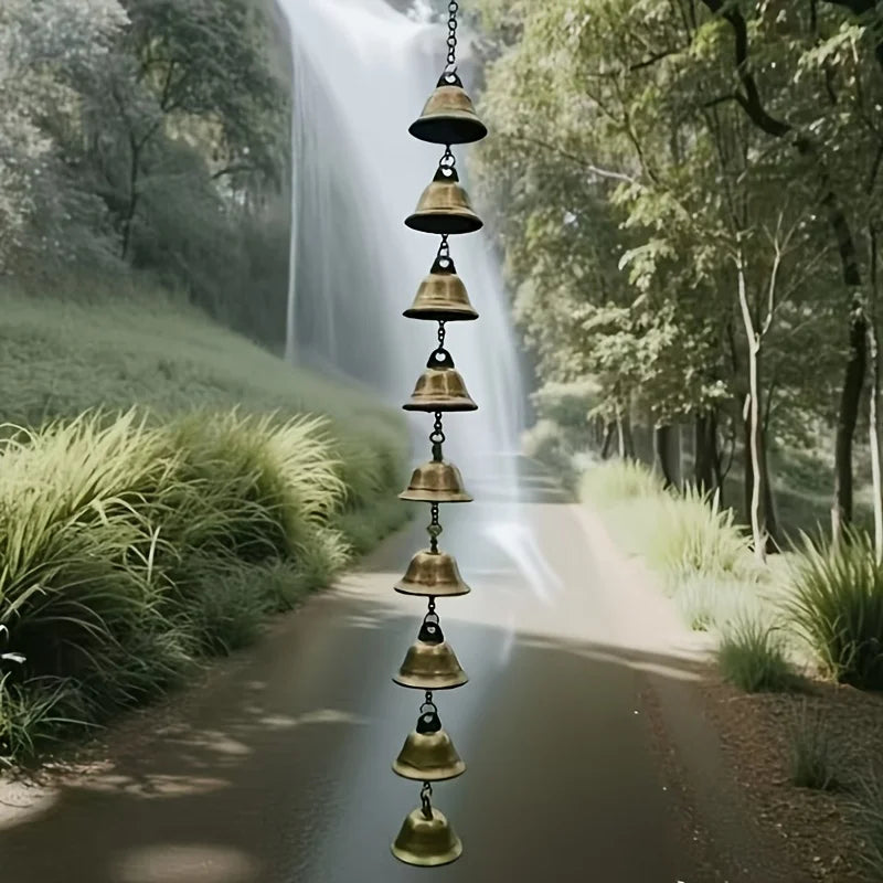 décoration murale cloches métal doré classique suspension chaîne Thanksgiving intérieur extérieur jardins cours