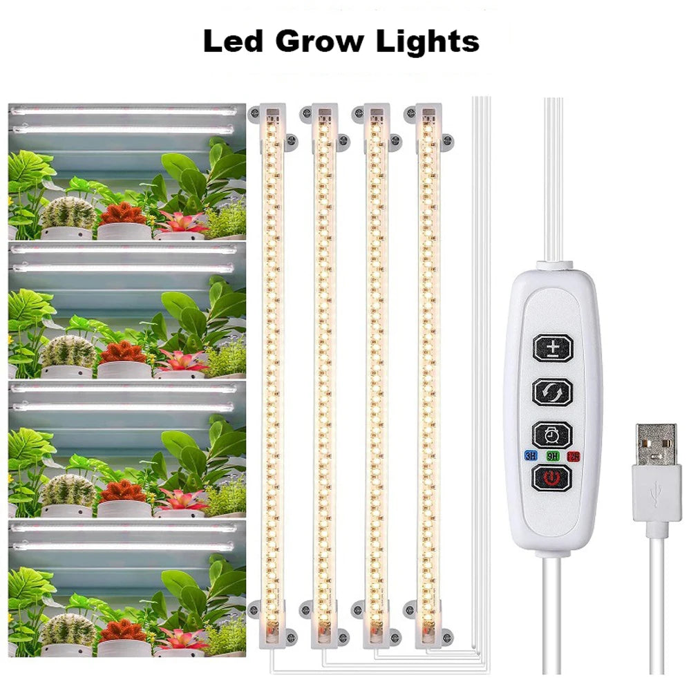 éclairage led plante blanc moderne clips commande luminosité câble usb 183cm