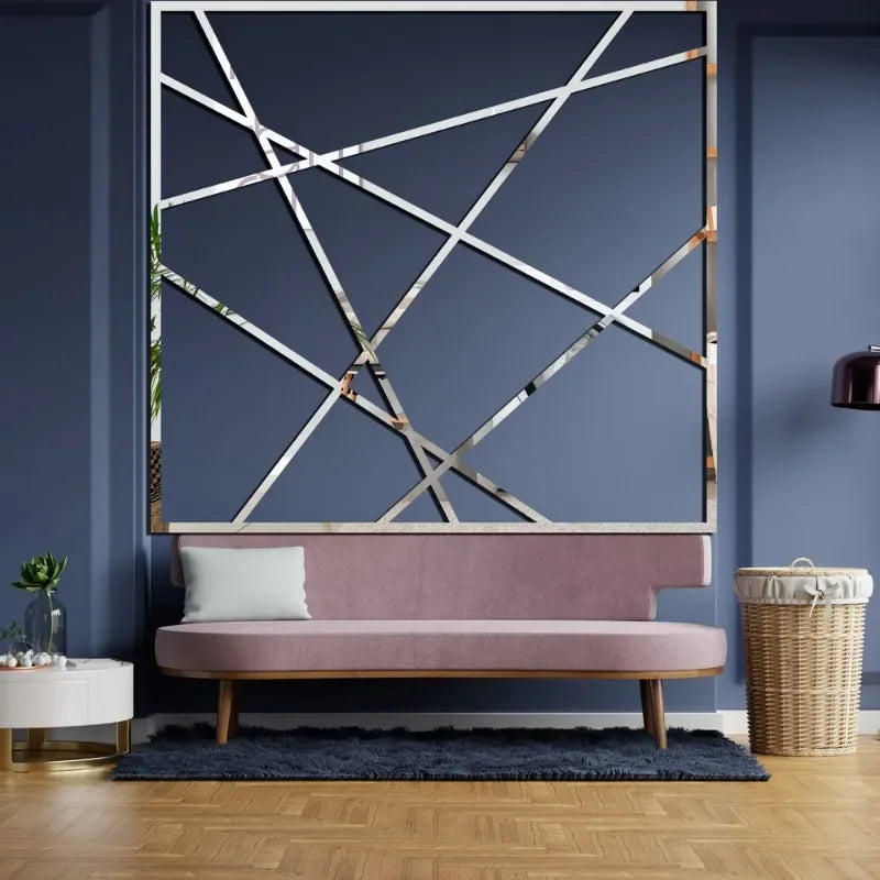 Bande autocollante murale 3D miroir acrylique noir pour décoration murale