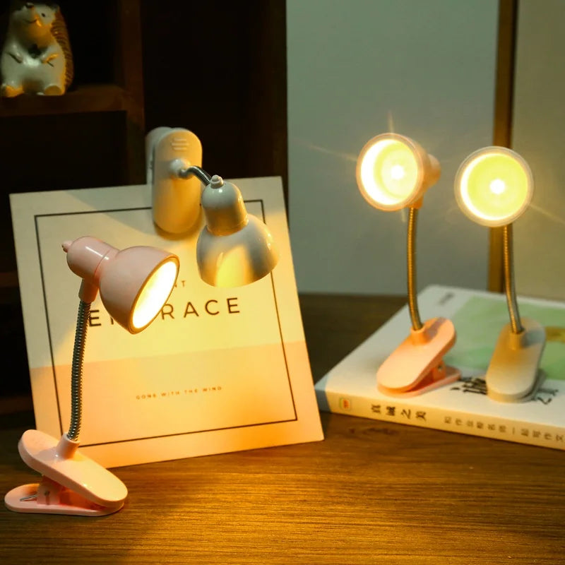 lampe pinces led rose blanc protection yeux étude lecture minimaliste