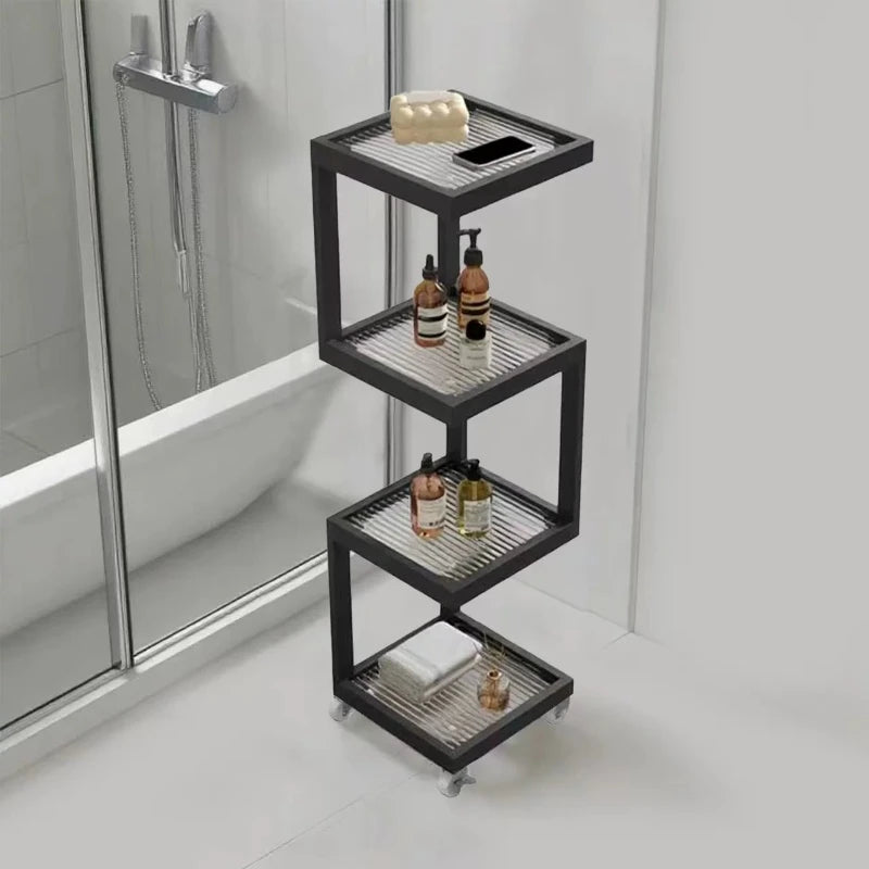 étagère mobile.storage rack blanc noir moderne roulettes serviettes parfums