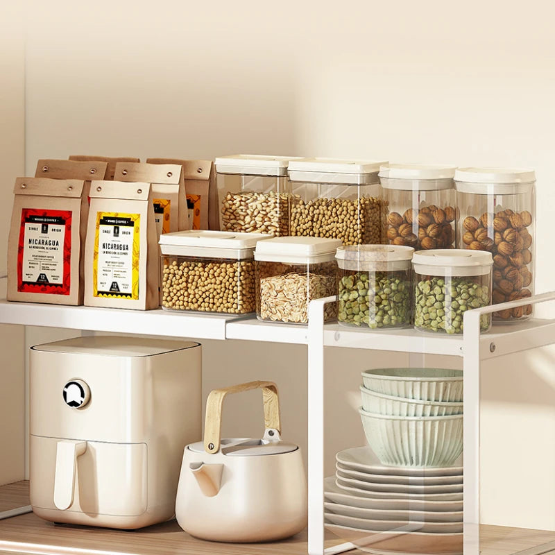 étagère cuisine modulable extensible métal noir blanc boîtes rangement organisateur
