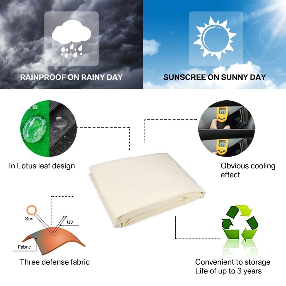 Voile d'ombrage rectangulaire protégeant un patio des rayons UV