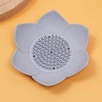 support savon moderne fleur relief gris bleu rose opaque salle bain portable silicone