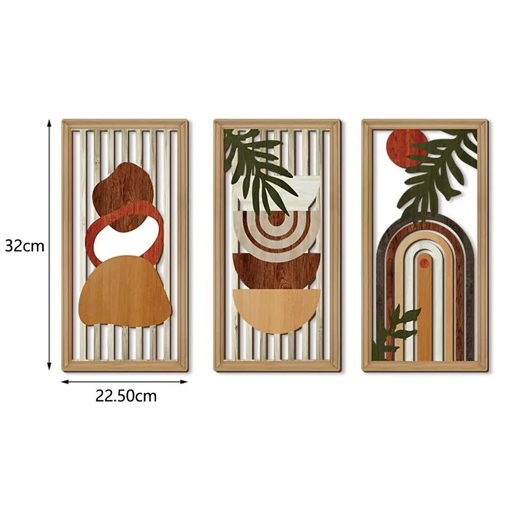 panneaux decoratifs bois clair geometrie feuilles palmier boheme moderne minimalist arcs formes abstraites