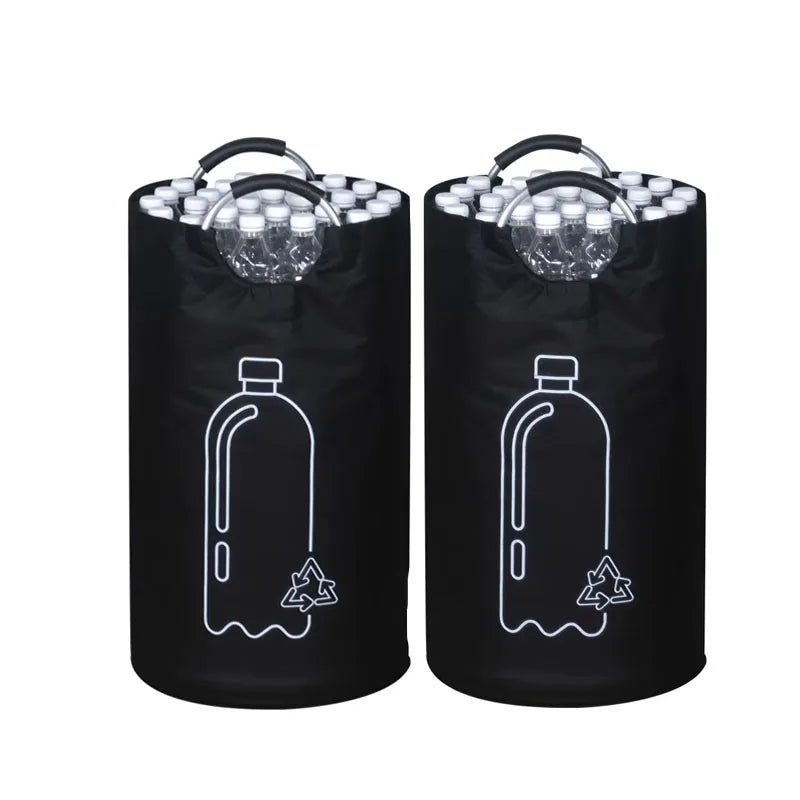 sac rangement pliable bouteilles recyclage 82l 115l moderne pratique poignées métalliques opaques illustration recyclable