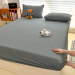 drap housse lit simple double king queen bleu marine uni polyester moderne housse matelas