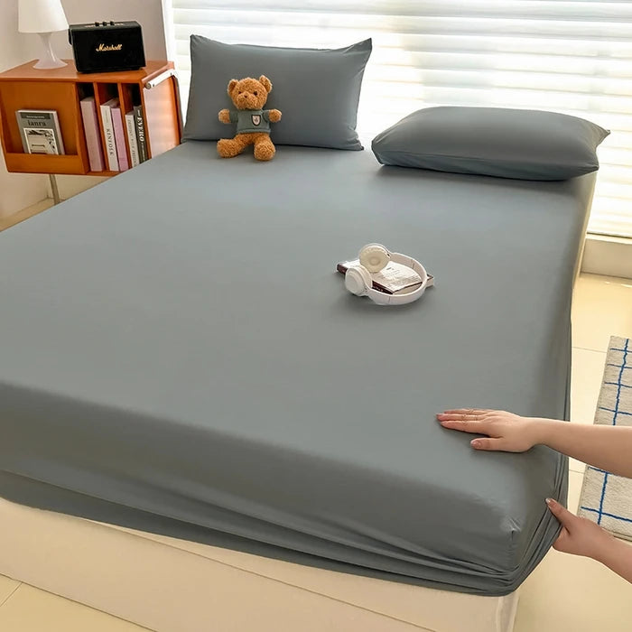 drap housse lit simple double king queen bleu marine uni polyester moderne housse matelas