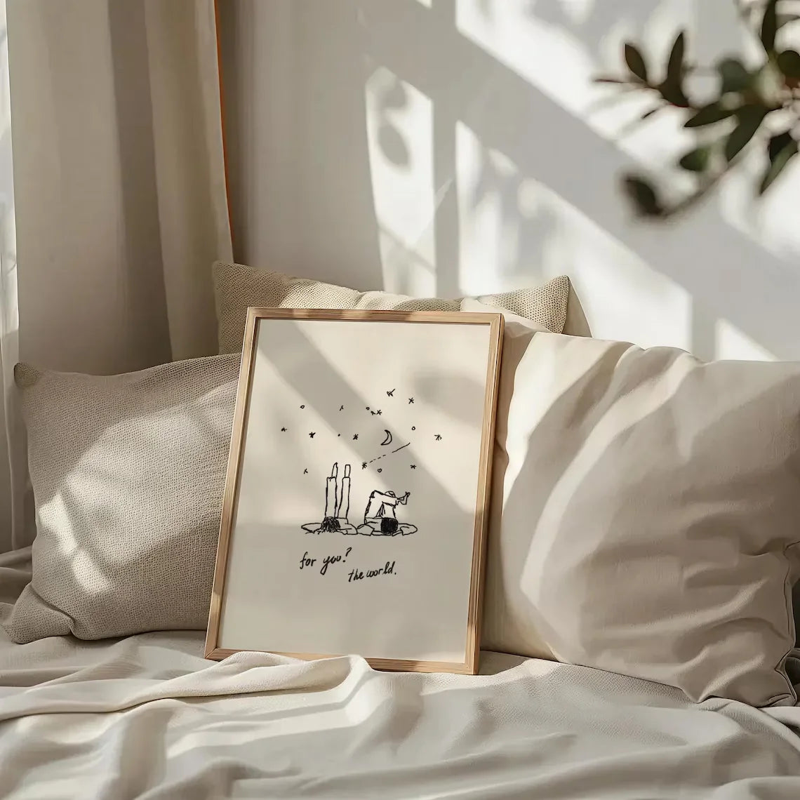 affiche minimaliste for you nature morte encadrée bois beige noir blanc rectangle vertical
