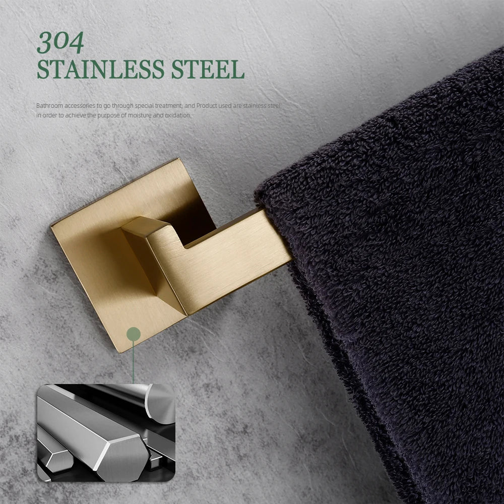 accessoires salle bain doré moderne minimaliste double étagère porte serviettes porte papier toilette brush