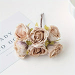 bouquet artificiel roses vintage romantique anniversaire mariage baby shower intérieur feuillets verts