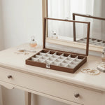 boîte bijoux moderne blanc marron neutre réutilisable clapets 12 18 24 30 grilles