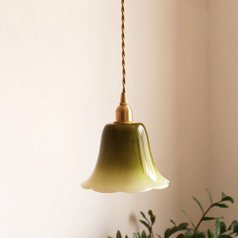 lampe suspendue vintage rose clair vert gradient laiton e14 salon restaurant chambrehôtel