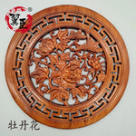 décoration murale bois sculpté animaux fleurs chinois nouvel an 380mm