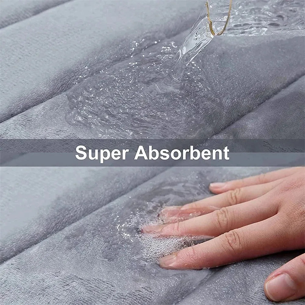 tapis bain antidérapant mousse mémoire forme absorbant eau lavable machine violet gris clair moderne