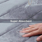 tapis bain antidérapant mousse mémoire forme absorbant eau lavable machine violet gris clair moderne