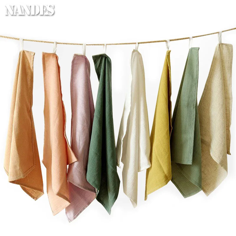 serviettes table coton texture lin moderne vert jaune gris rose beige blanc opaques clips
