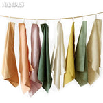 serviettes table coton texture lin moderne vert jaune gris rose beige blanc opaques clips