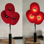lampe sol rouge plissée moderne interrupteur tactile industriel led 15w base stable