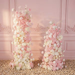 Décoration mariage rose romantique fleurs soie intérieure bienvenue accessoire pilier floral