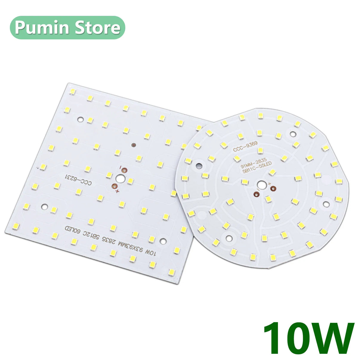 plaque led 10w blanc carrés jaunes moderne non visible 91mm 93mm