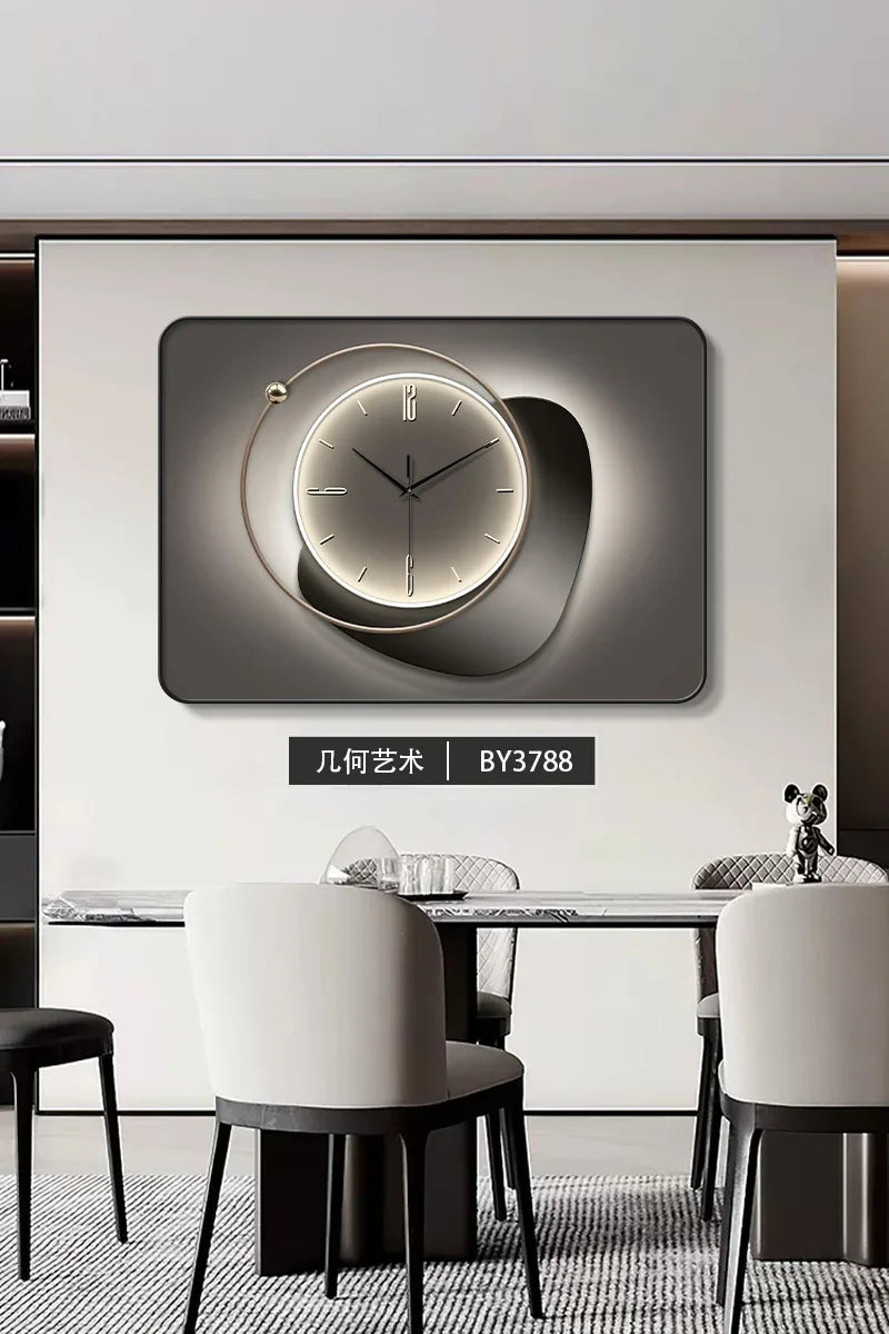 horloge murale moderne gris beige orange contemporain aiguille verre cristal aluminium spray painting