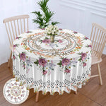 nappe table ronde fleur imprimée imperméable polyester classiqueextérieur maison fêtes blanc rose verte