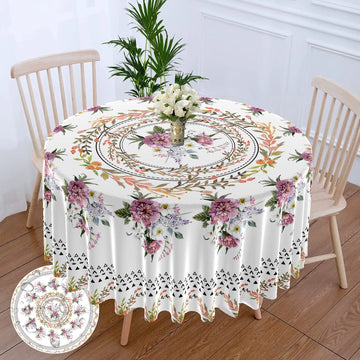 nappe table ronde fleur imprimée imperméable polyester classiqueextérieur maison fêtes blanc rose verte