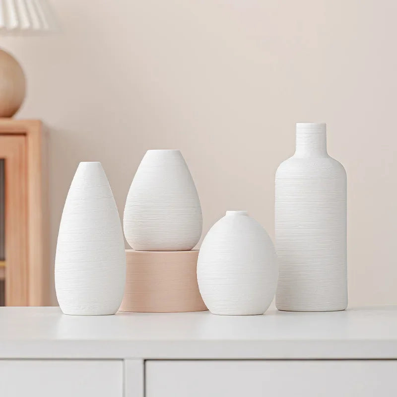 vase céramique blanc minimaliste ligne horizontale décoration intérieur table simpleOpaque