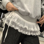 jupe lolita vintage blanche gris rouge élastique dentelle transparente plissée été junior femme