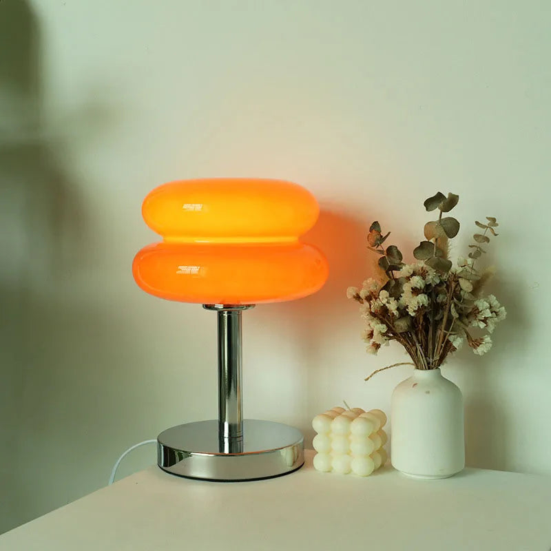 lampe table moderne orange brillante pied métallique variateur trichromatique chambre coucher 249 2000 lumens