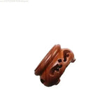 support bois sculpté vintage marron clair découpes décoratives artisanat traditionnel stand thé pot