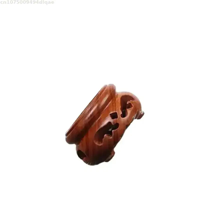 support bois sculpté vintage marron clair découpes décoratives artisanat traditionnel stand thé pot