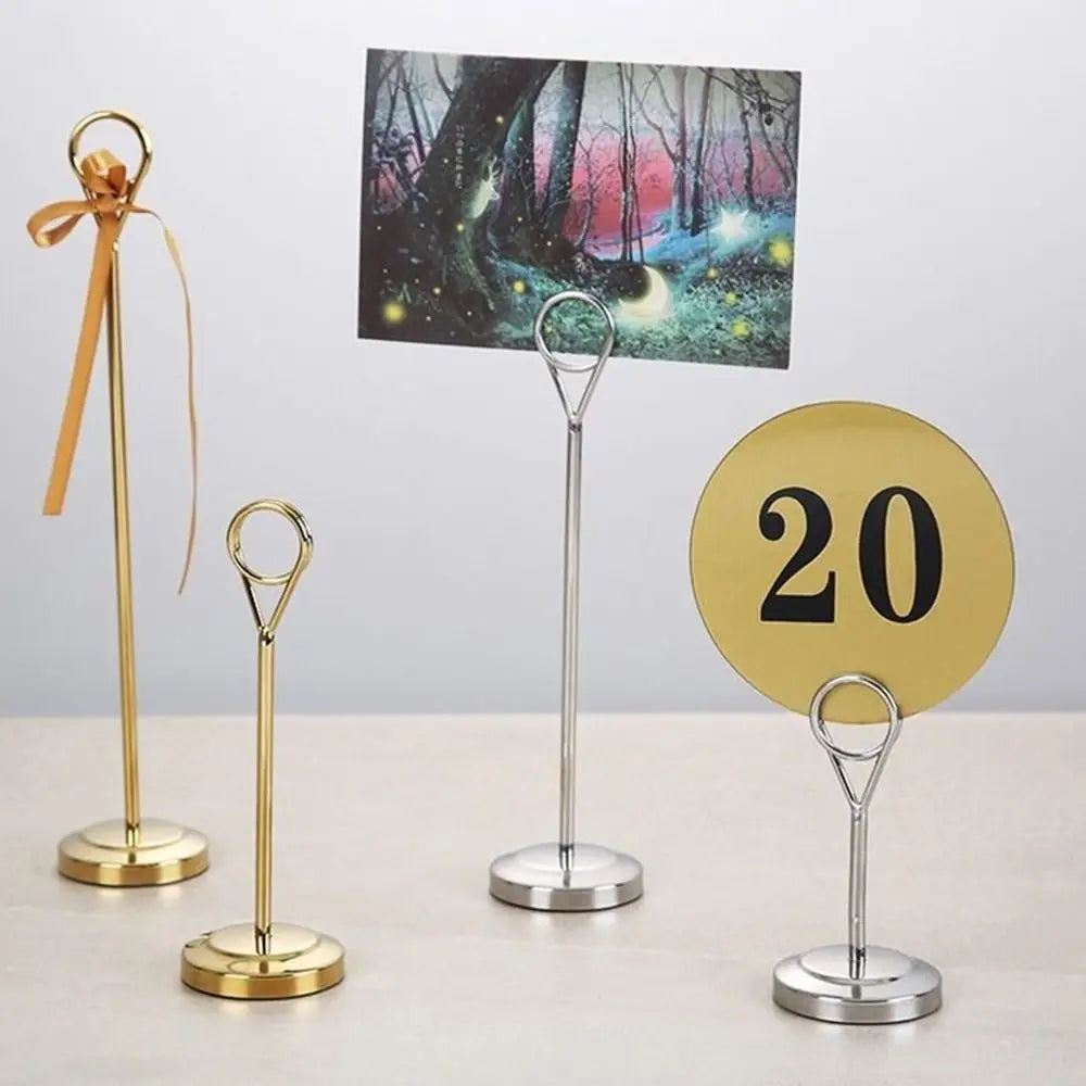 porte cartes support métal or noir argent moderne minimaliste anneau circulaire transparent table forêt