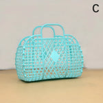 sac main vintage vert rose beige violet fileté poignées détachables rangement rétro opacité