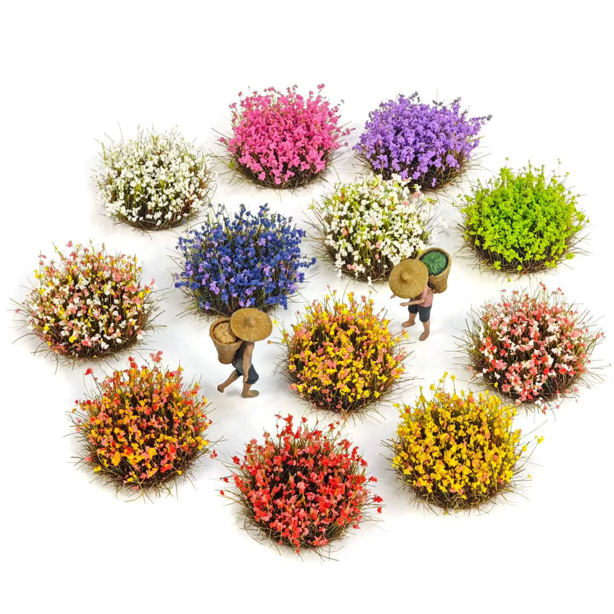 kits miniature végétation paysage moderne fleurs feuilles couleurs variées ornements scènes sables