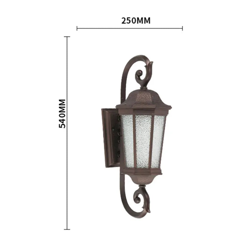 lampe murale extérieure classique marron foncé texture martelée verre opaque vintage éclairage balcon cour