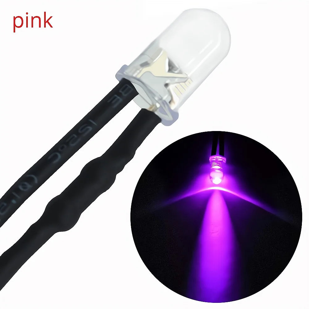 diode led ronde mm câble noir 12v bricolage décoration lumière transparente