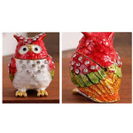 boîte bijoux oiseau émaillée strass rouge vert blanc or bleu artisanale décoration