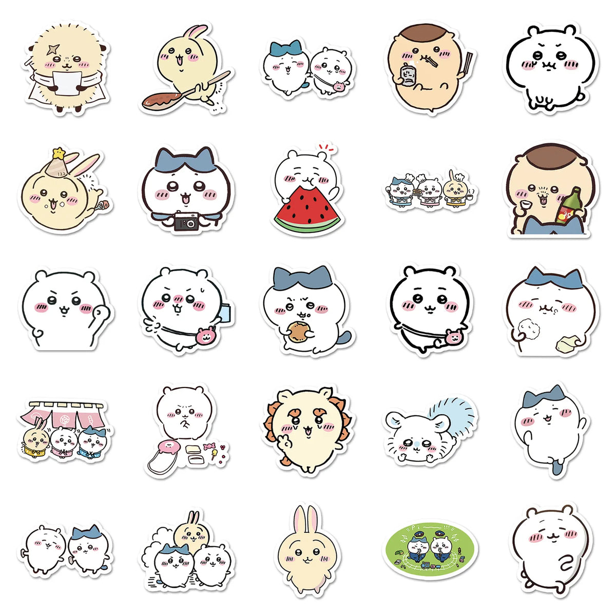 stickers kawaii dessins animés blanc beige bleu rose vert noir 10pcs 30pcs 50pcs