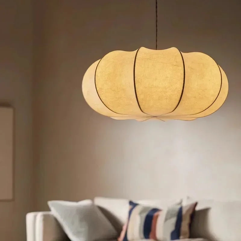 suspension lumineuse moderne minimaliste soie beige clair câble suspendu salon chambre étude hall lumière