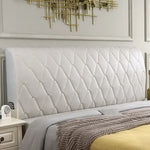 tête lit rembourrée motifs losanges turquoise orange rose moderne chambre décoration élégante tableaux abstraits