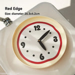horloge murale moderne minimaliste rouge noir beige clair points texture ondulée fixée mur vintage