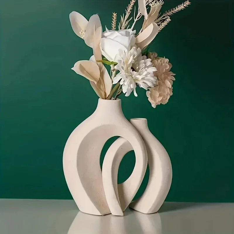 vases modernes blancs lisses opaques décoration intérieure fleurs séchées plastique qualité supérieure