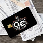 cartes crédit autocollantes ozzy osbourne logo waterproof résistantes graphique noir doré