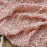 tissu mousseline rose blanc vintage romantique pli fronce dentelé occasion mariage 100 polyester