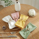 serviettes table classiques coton blanc vert rose jaune beige ruban fini bord rond dimension